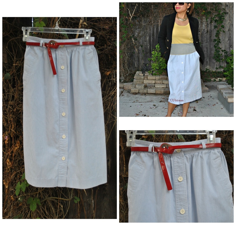 VINTAGE RAFAELLA blue stripped vertical skirt (XS)